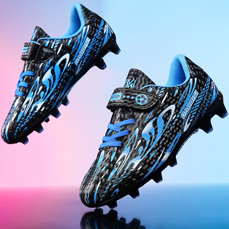 28-39 Children Football Shoes Youth Long Spike Firm Velcro Lace-up Football Shoes Training Kids Football Boots