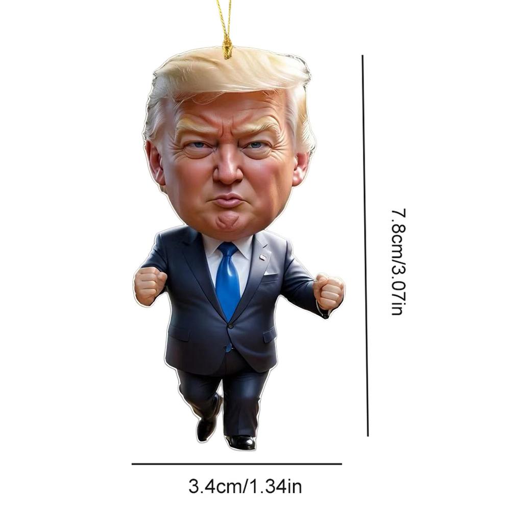 Патриотический Дональд Трамп 2024 Рождественский Орнамент Акриловый Мультяшный Трамп Подвеска (F)