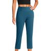 Women's Fashionable Solid Color Straight Leg Pants With High Waist Button Pockets And Elastic Waist Casual Pants