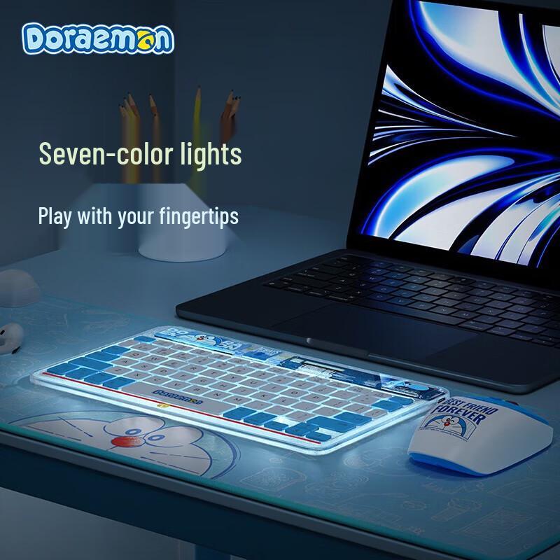 ROCK SPACEROCK Doraemon Wireless RGB Keyboard and Mouse Combo