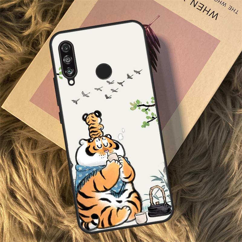 Cartoon Fat Tiger For Huawei Nova Y90 Y60 Y61 Y70 Y72 Y73 Y91 3i 7i 8i 11i 12i 9 10 SE P20 P30 P40 Lite Case