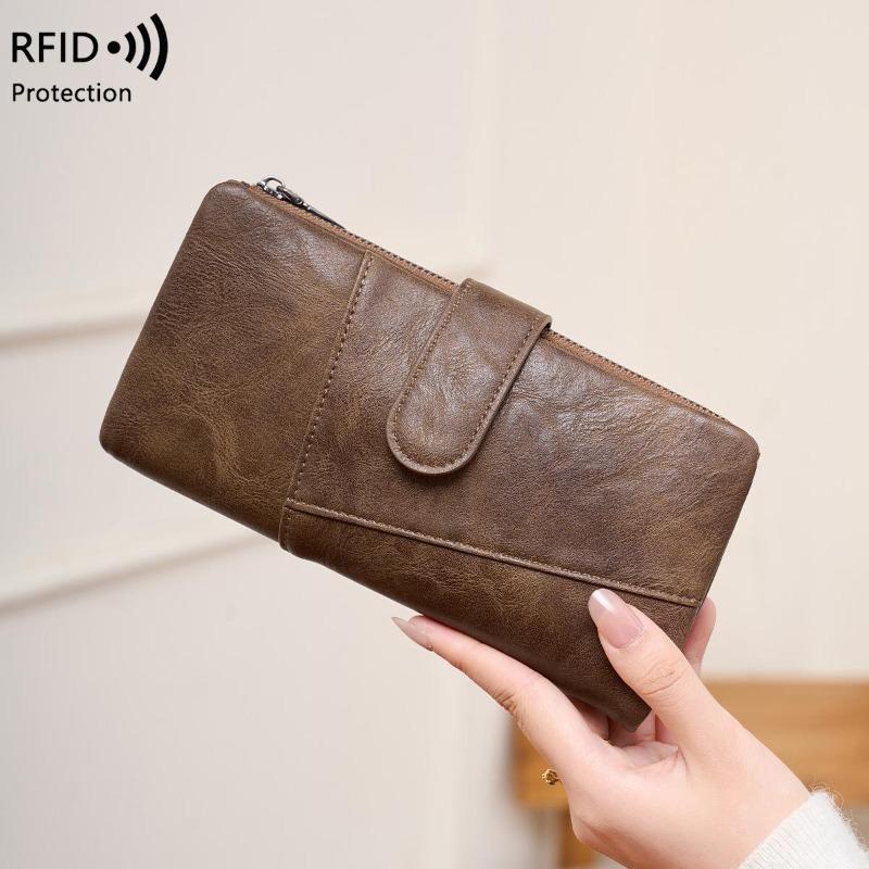 Женский длинный кошелек Анти-вор Мигающий RFID-пакет для карт Искусственная кожа Кошелек для монет Сумка-клатч Держатель для карт Зажим для денег Многофункциональный мужской кошелек