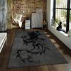 Black Dragon Pattern Carpet with Wings Design on Dark Gray Background Suitable for use as an anti-slip for living room bedroom sofas