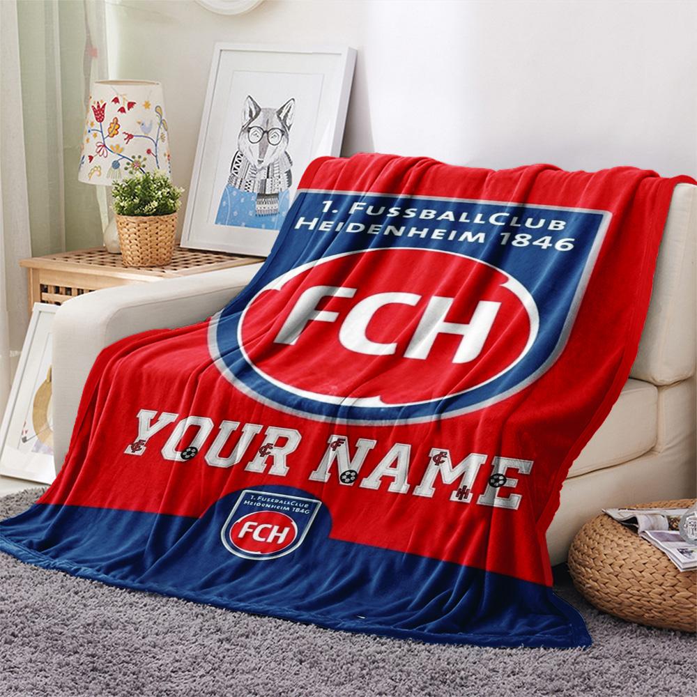 1PC Fc Heidenheim Crest Custom Name Patterned Flannel Blanket Suitable For All Seasons For Home Decor Warmth And Comfort Gifts Holiday Present