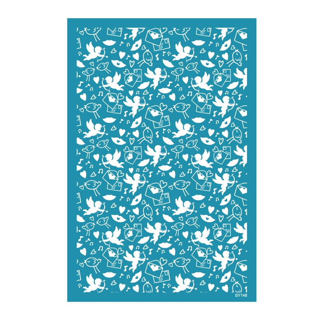 Silk Screen Stencils for Clay Valentines Day Heart Silkscreen Print for DIY Printing On Clay and Earrings Jewelry Clay