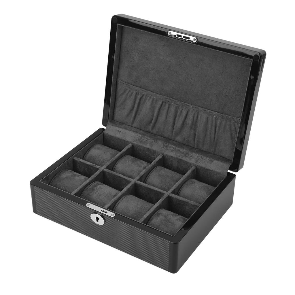 Часовой футляр черного цвета с 8 отделениями, запирающейся бархатной подкладкой, универсальный органайзер для часов