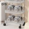 Movable Shelf with Wheels Multi-tiers Storage Rack Rolling Cart Transparent Basket Organizer Trolley for Snacks Cosmetics Bathroom