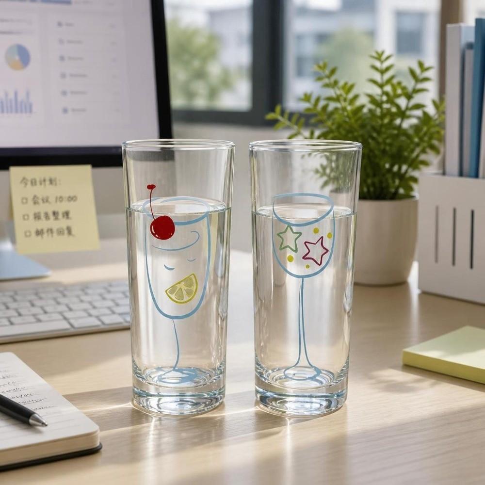 Cherry Iced Coffee Mug Printed Water Milk Mug Aesthetic Clear Glass Cup Gift