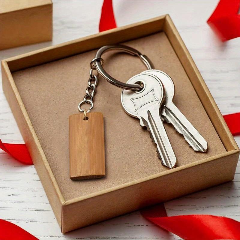 100 шт. Прямоугольные бирки 45X20 мм, бамбуковые бирки для колец для ключей, бамбуковая незаконченная деревянная бирка для брелка