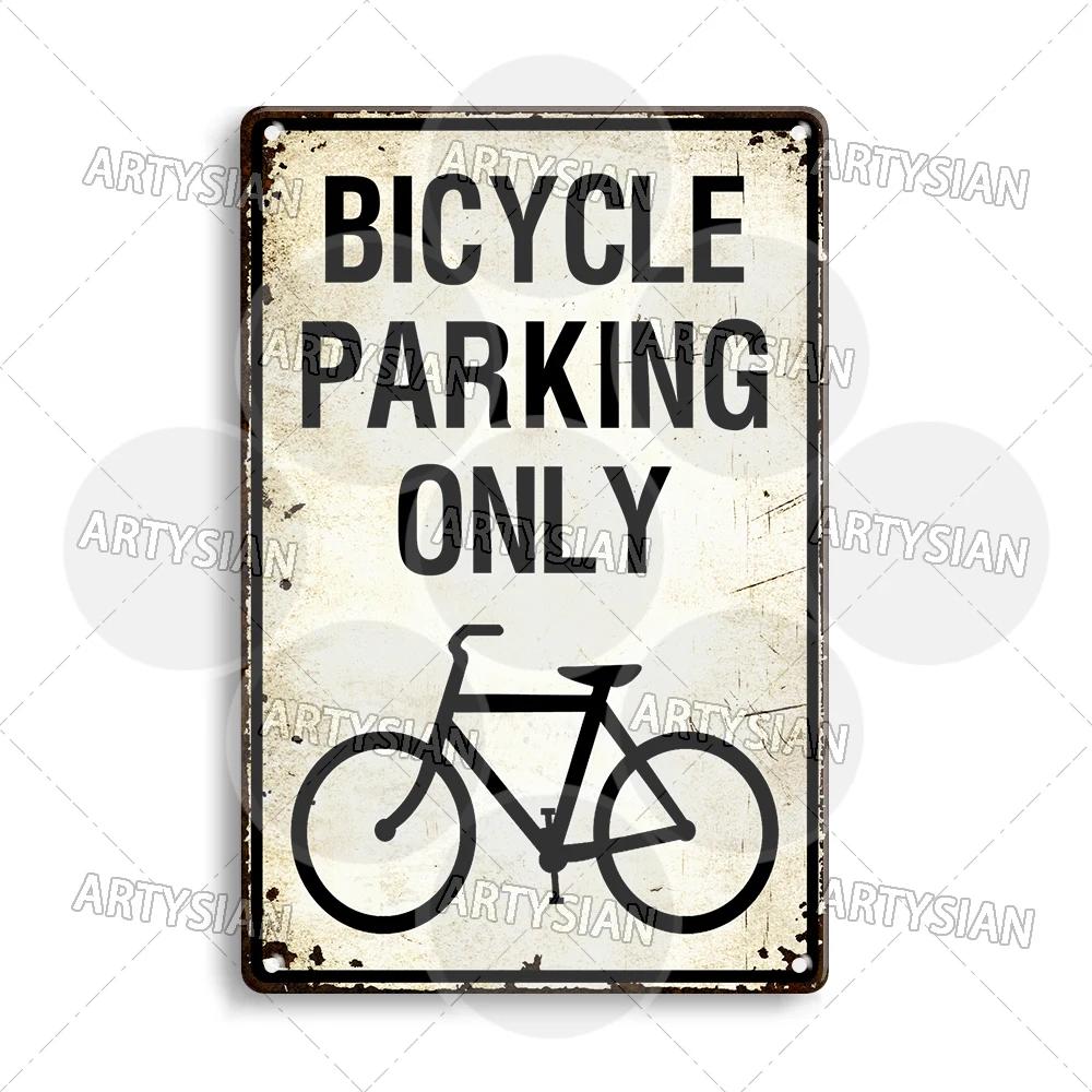 Vintage Parking Metal Sign Bicycle Disabled Motor cycle Parking Retro Metal Plaque Do not Attach Bikes To The Fence