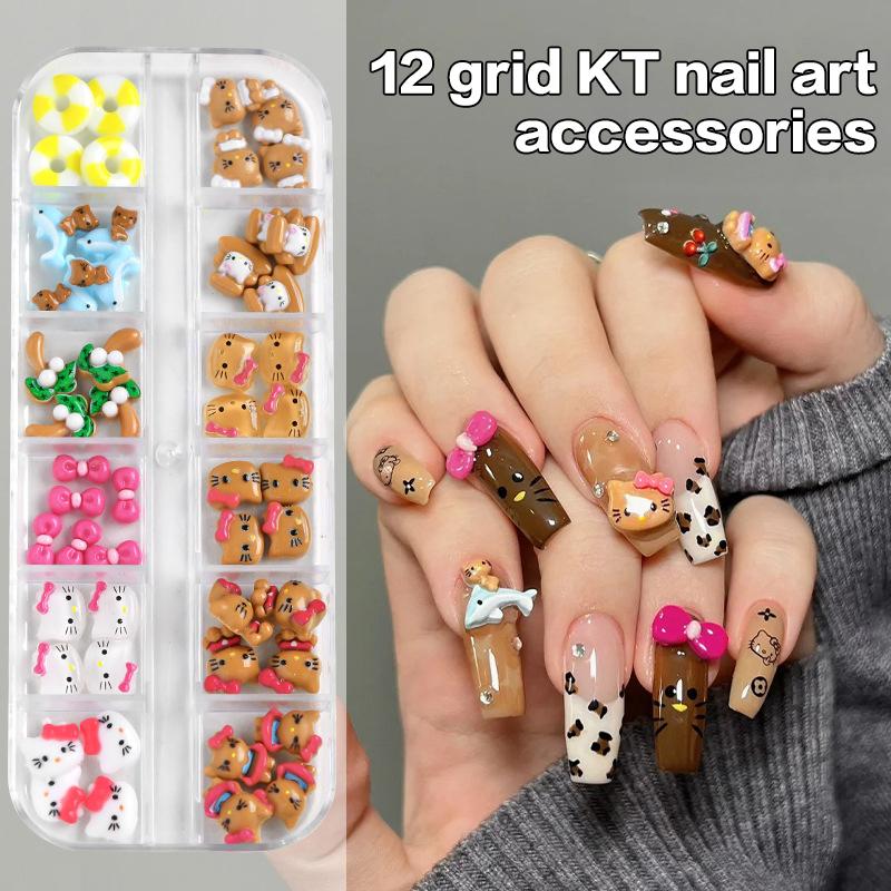 12 ячеек/коробка Мини бантики для дизайна ногтей 3D Милые конфетные цвета Шармы для ногтей Дизайны Сделай сам Смола Аксессуары для ногтей