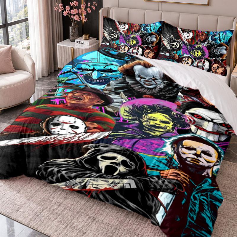Horror Movies 3Pcs Bedding Set Duvet Cover With Two Pillowcases For Bedroom Home Decoration