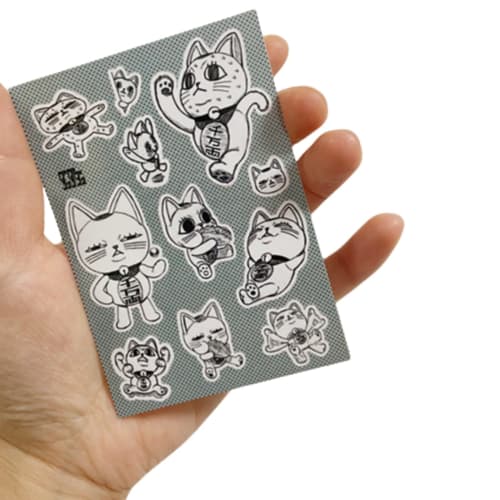 HIWOWO Dandadan Related Goods: Turbo Babaa Maneki Neko Waterproof Stickers (5-Pack) Cute Moe Merchandise for Planners, DIY Stickers, Laptops, Motorcyc