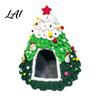 Festive Cat Furniture Christmas Tree Bed Foldable Semi-Enclosed Felt Cave 3D Shaped Comfortable Den Holiday Pet House Soft Yarn Hideaway for Indoor