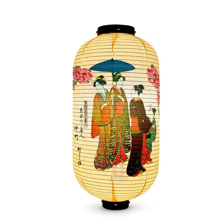 Japanese Style Geisha Pattern Lantern Waterproof Cloth Ukiyo-e Cuisine Restaurant Izakaya Decor Lantern Festival Party Decor
