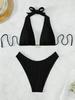 European & American Style 2024 Solid Color Halter Bikini - Hot-selling Swimsuit