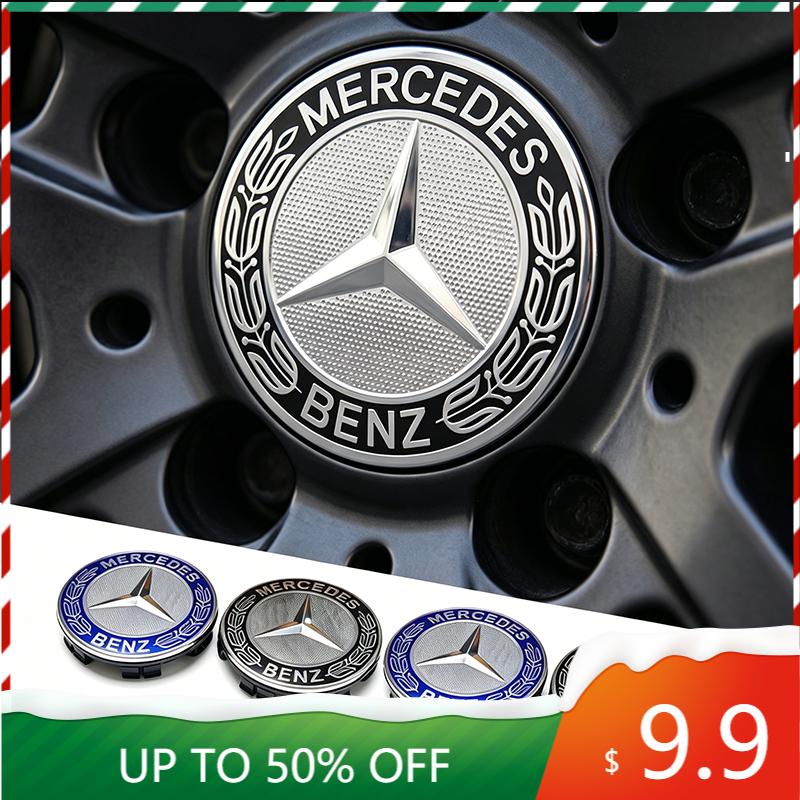 LRQ2 4PCS Car Wheel Hub Cover 3D Metal Rim Center Cap Decals Waterproof Stickers For Mercedes-Benz C550 C180 C200 C220 C230 C250 C280