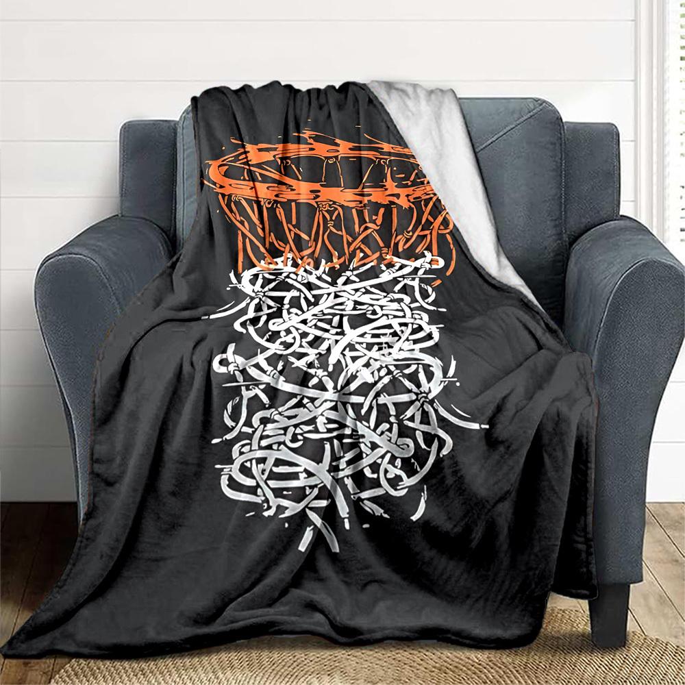 1pc Basketball Net Blanket, Lightweight Flannel Throw Blanket for Sofa, Bed, Travel, Camping, Living Room, Office, Couch081