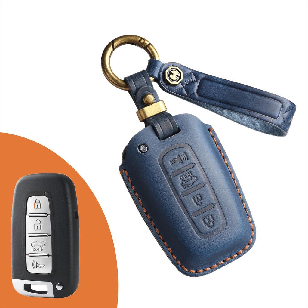 Ретро чехол для ключа подходит для ручной прошивки, застежка для защиты ключа из натуральной коровьей кожи для старых автомобилей Kia