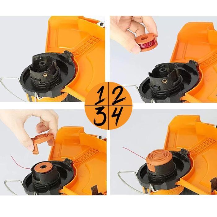 Катушка лески для триммера - Worx - WA0010 - Ø 1,65 мм - Д 3 м - Упаковка из 8 катушек и 2 крышек