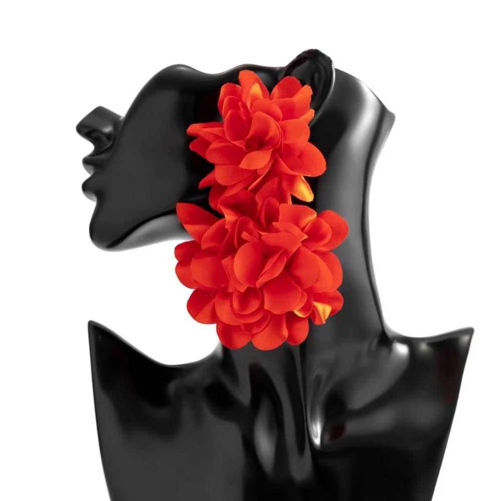 Korean Style Large Flower Earrings Exaggerated Bohemian Dangle Earring Flower Stud Earrings  Beach