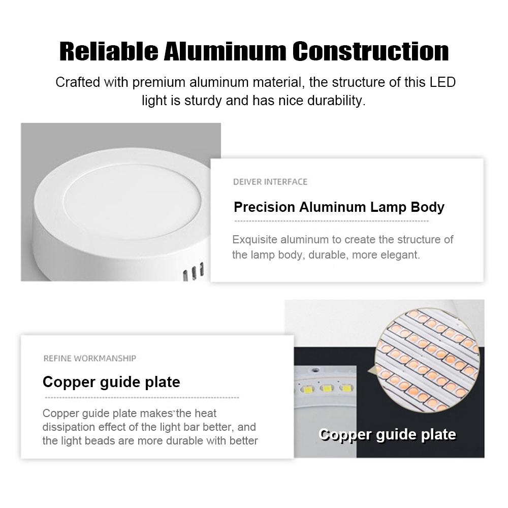 18W 6000K LED Panel Light Ultra-Thin Round Surface Mount Downlight Ceiling Light for Home Office