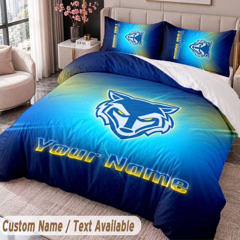 Warrington Wolves FC Printed Bedding Set Custom Name Text 1 Duvet Cover 2 Pillowcases For Bedroom