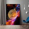 Картина на холсте Bitcoin Storm Современное абстрактное искусство граффити Популярный постер Офисное роскошное художественное украшение
