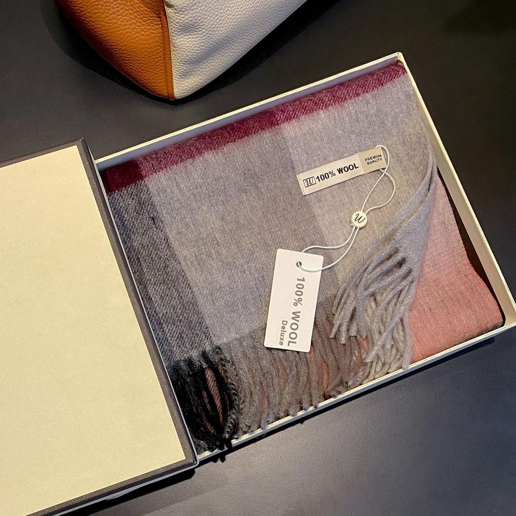 Small Wool Checkerboard Simple Winter Versatile Warm Scarf Female Scarf Student Style