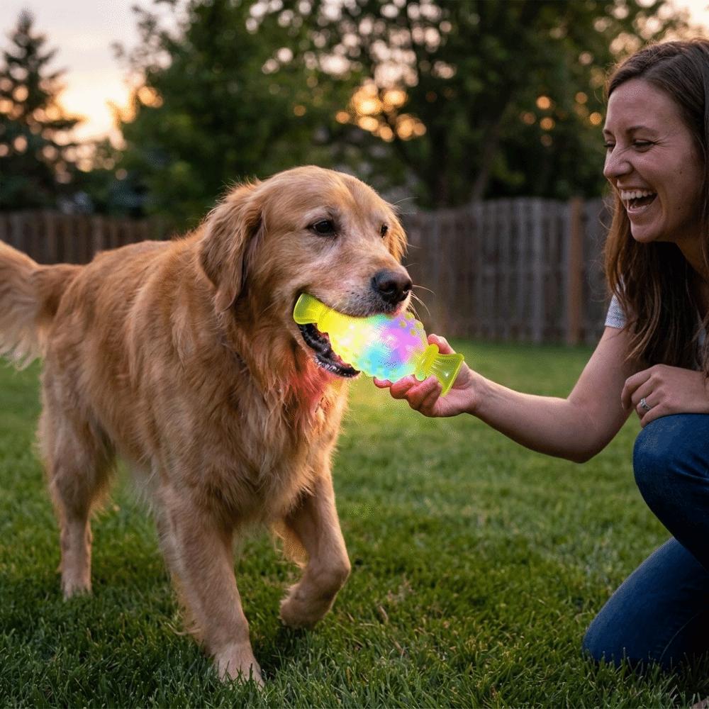 Bite Resistant Dog Glowing Candy Toy Elastic Squeaky Molar Candy Creative Dog Chew Toys Training