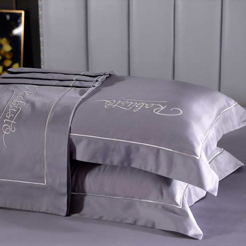 Premium 60s Cotton Pillowcases Set Of 2 Pure Color Long Staple 48x74cm OEKO-TEX Certified Soft Breathable Home