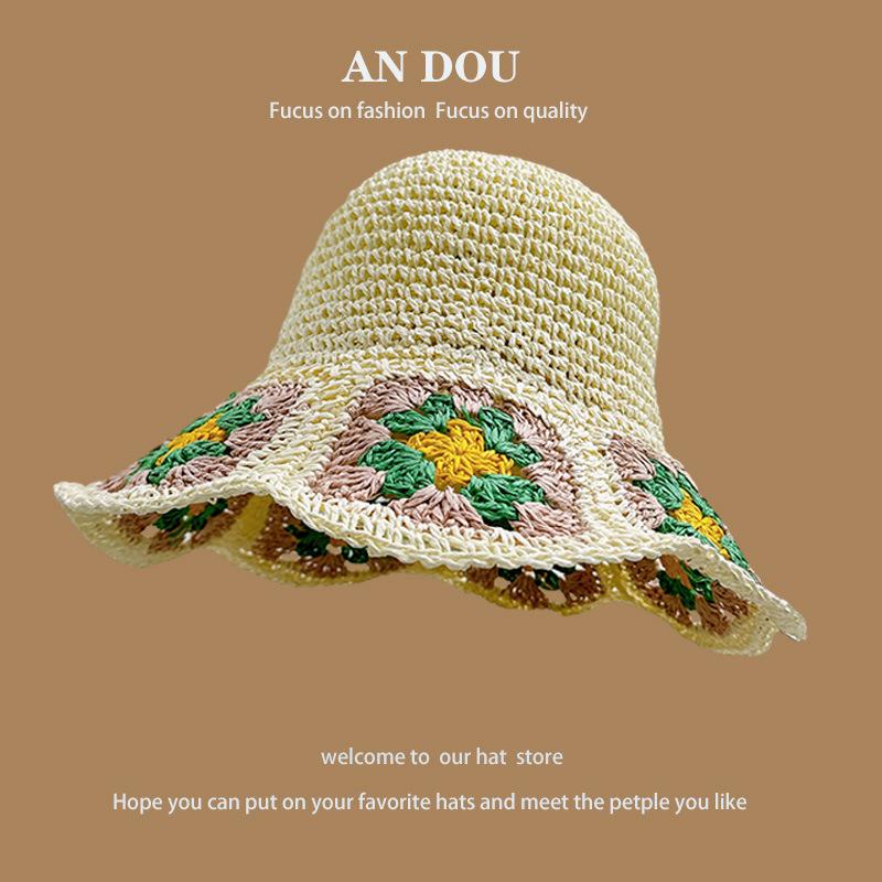 Весенне-летняя милая соломенная шляпа с диким плетением, женская солнцезащитная шляпа для моря, солнцезащитный крем для рыбалки, шляпа с большими полями, показывающая лицо, маленькая шляпа-горшок, прилив