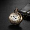 Pocket Watch Antique Retro Skeleton Gear Crown Pendant Watch Chain Necklace Pocket Watch Bronze