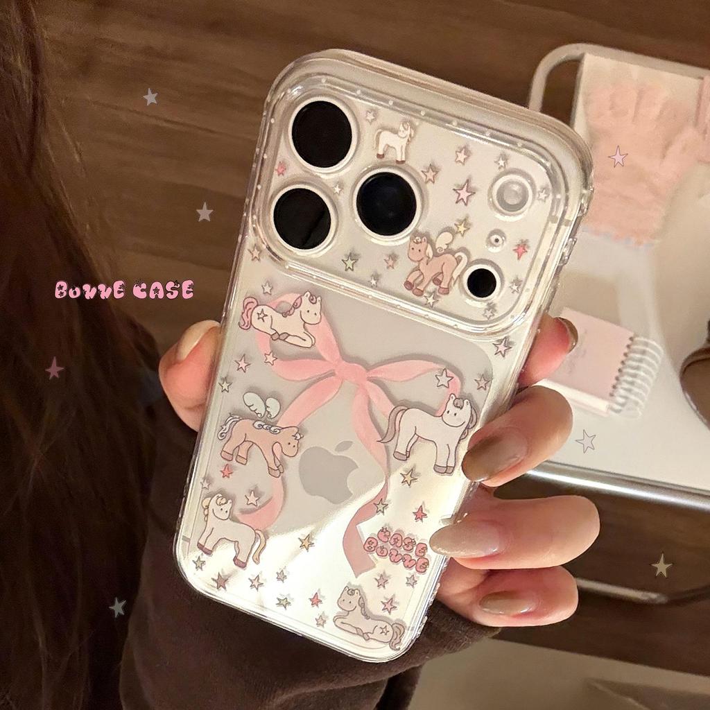 Розовый Пони с Бантом Чехол для Телефона для iPhone 16, iPhone 17, iPhone 17 Pro Max