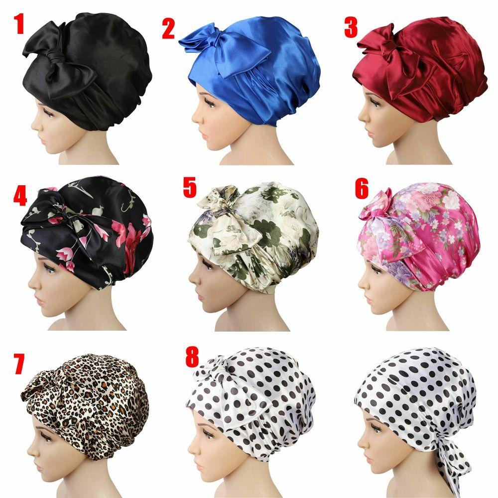 Cover Hat Head Cover Satin Turban Hair Bonnet Shower Cap Silk Night Sleep Cap Soft Satin Bonnet