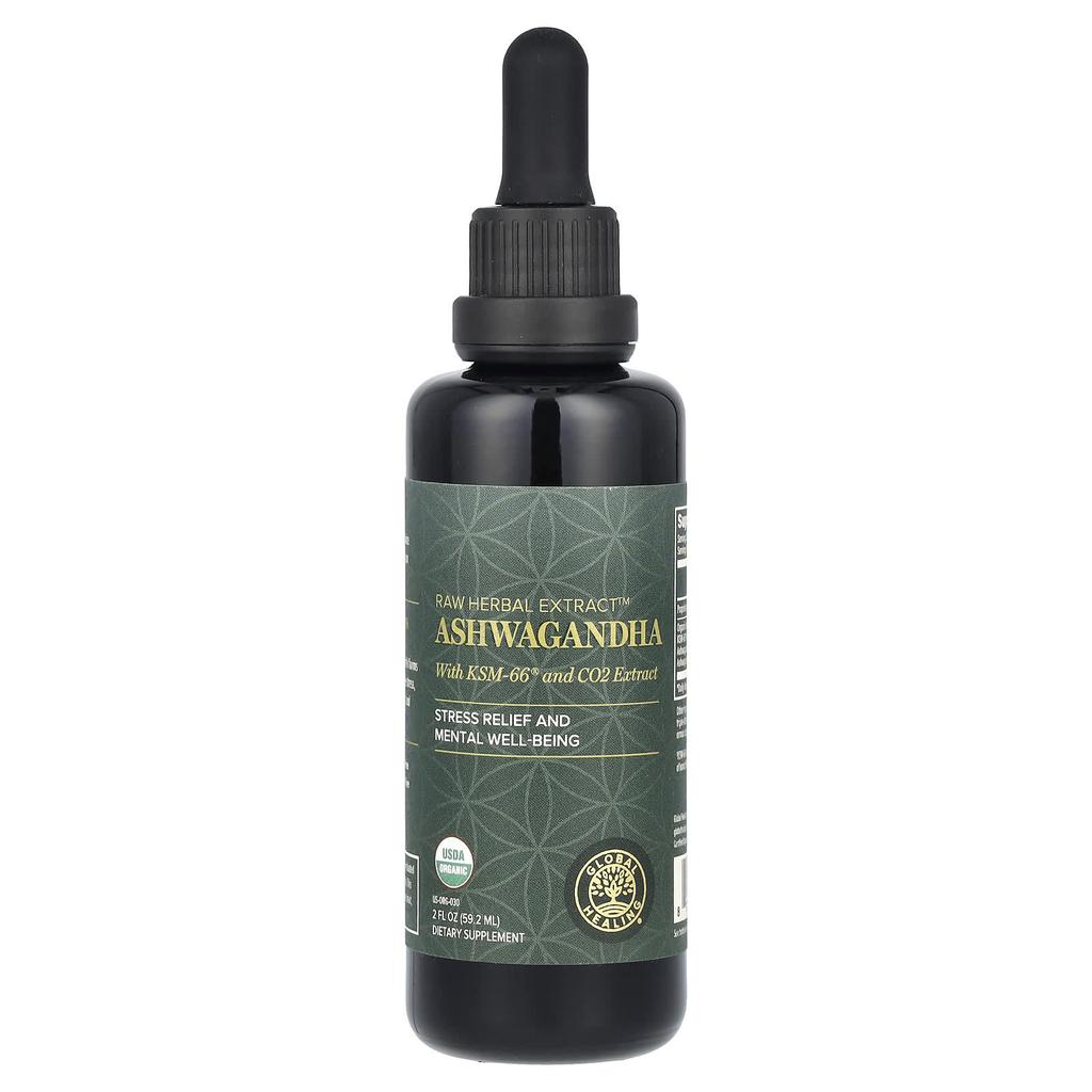 Global Healing Raw Herbal Extract, Ashwagandha, 2 Fl Oz (59.2 Ml)