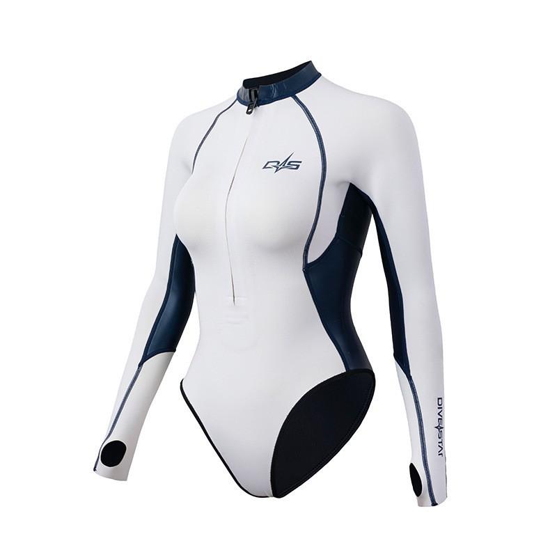 Womens 2mm CR Neoprene Wetsuit Top With Long Sleeves Freediving Surfing Swimming Slim Fit Warmth UV Protection