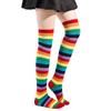 Knee High Rainbow Socks Thigh High Striped Knee Socks Rainbow Striped Socks Stockings For Christmas Cosplay Costume Party