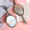 Vintage Patterned Handheld Makeup Mirror Hand Hold Oval Round Mirror Noble Restore Ancient Ways Court Mirror Beauty Tool