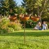Rusted 3-Tiered Bird Bath Metal Bird Feeding Station Multi-Purpose Bird Water Bowls  Yard