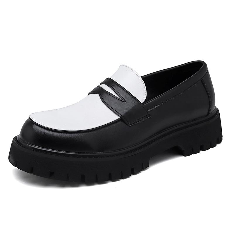 Весенние и осенние мужские туфли большого размера с низким верхом на толстой подошве, увеличивающие рост, кожаные туфли корейской версии в стиле ретро с одной педалью, повседневные мужские туфли для молодежи