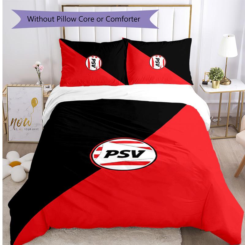 PSV Eindhoven FC Printed 3PCS Bedding Set Breathable Duvet Cover with Pillowcases Decorative Bed Linen for Bedroom Home
