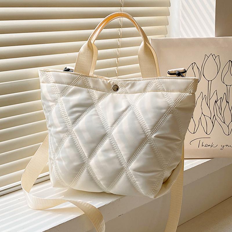 Женская однотонная сумка через плечо, большая вместимость, сумка-ведро с ромбовидной решеткой, регулируемый ремень, повседневная сумка-тоут, одинарная сумка через плечо MIT