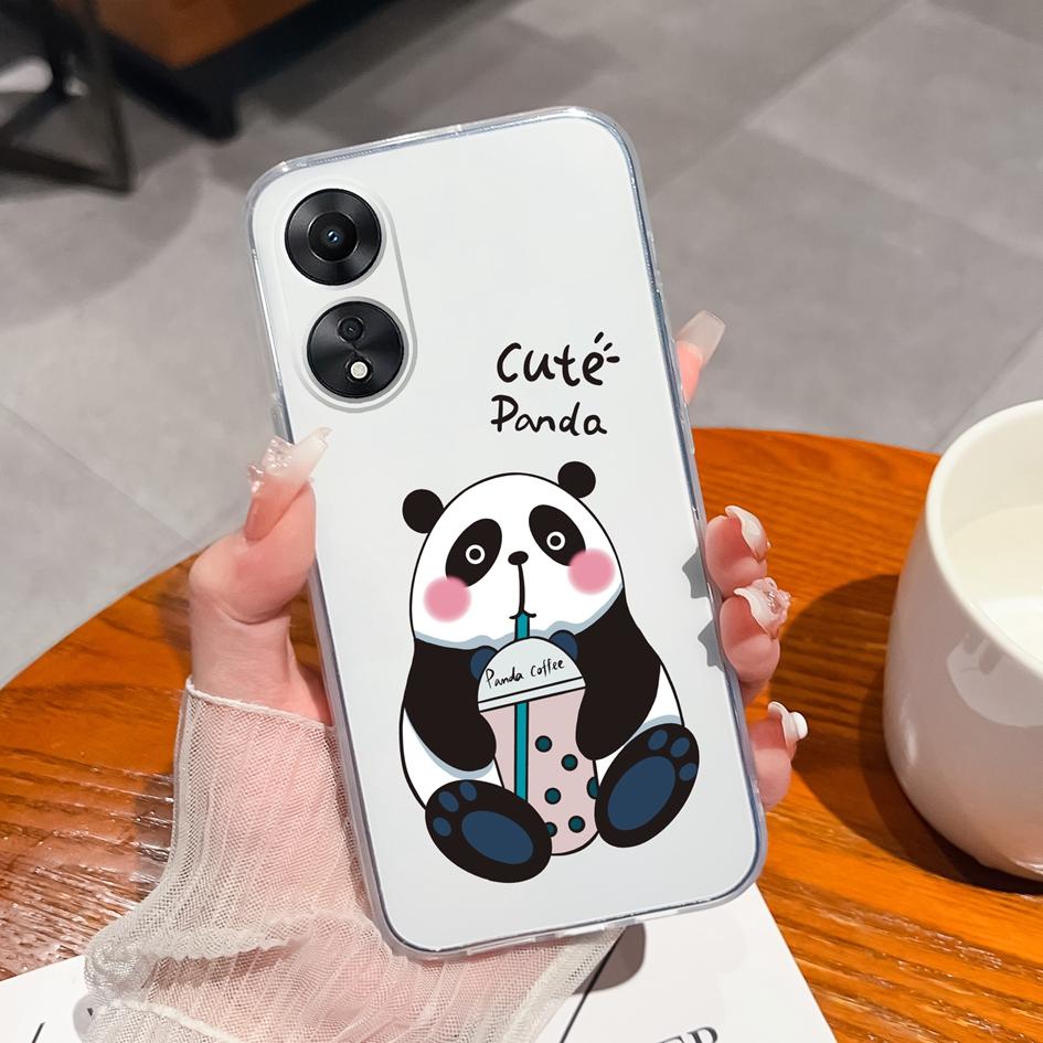 Чехол для OPPO A54 A58 A71 A78 A96 A17 A15 A33 A36 A53, мягкий силиконовый чехол из ТПУ, прозрачный противоударный матовый чехол с милым мультяшным узором для бампера OPPO