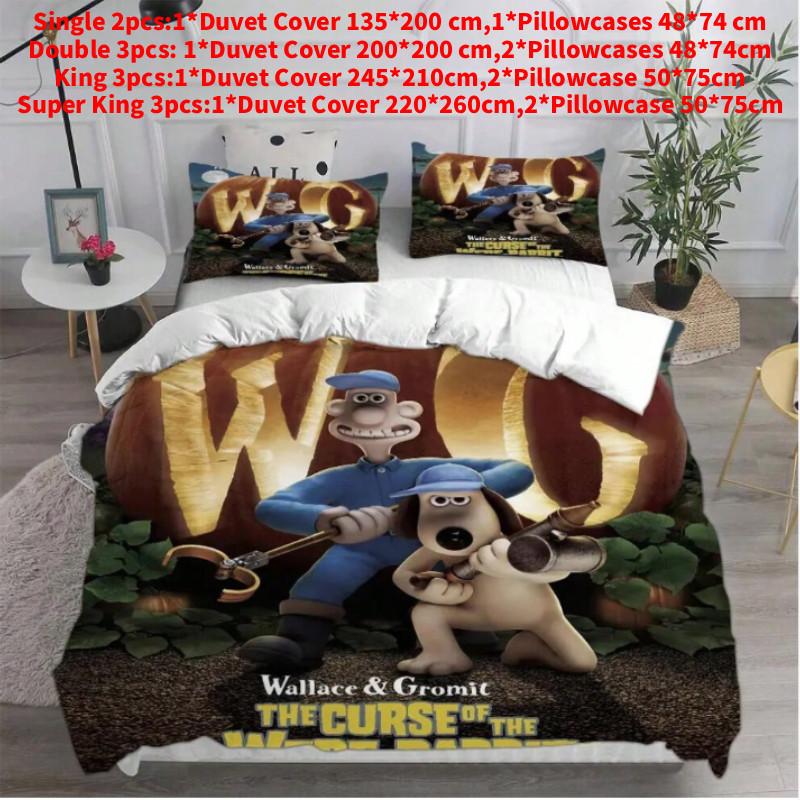 Постельное белье Wallace & Gromit с активной печатью для детей и взрослых, комплект покрывал