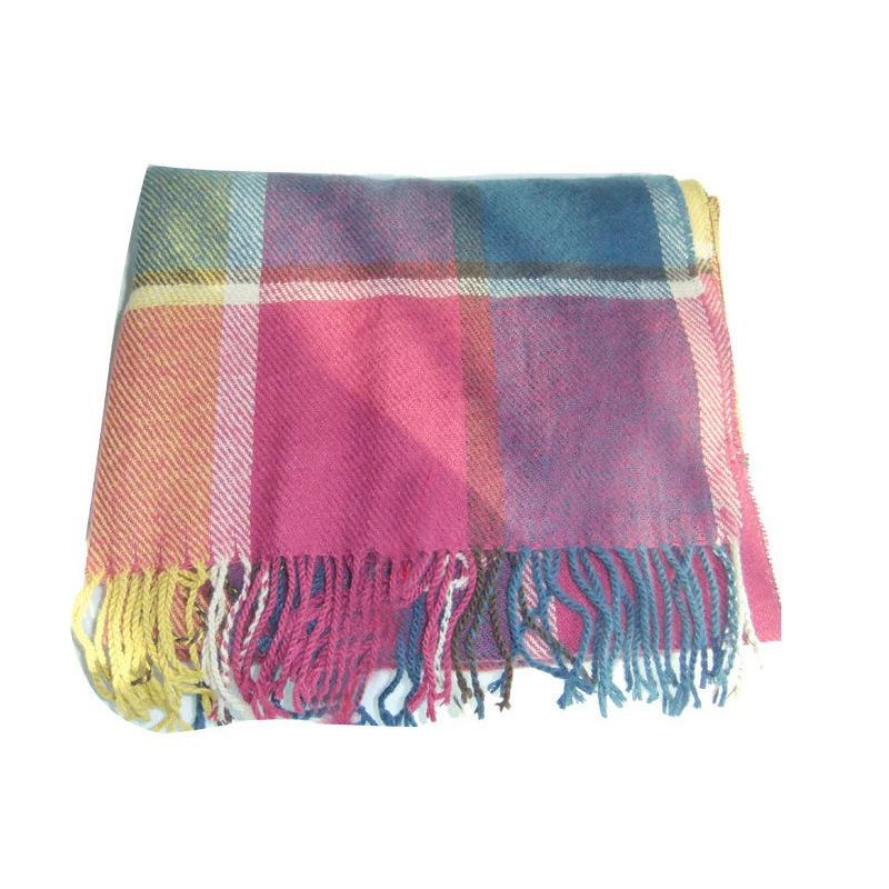 Plaid Scarf Women's Autumn and Winter Campus Style New Tassel Warm Jacquard Couple Color Plaid Shawl
