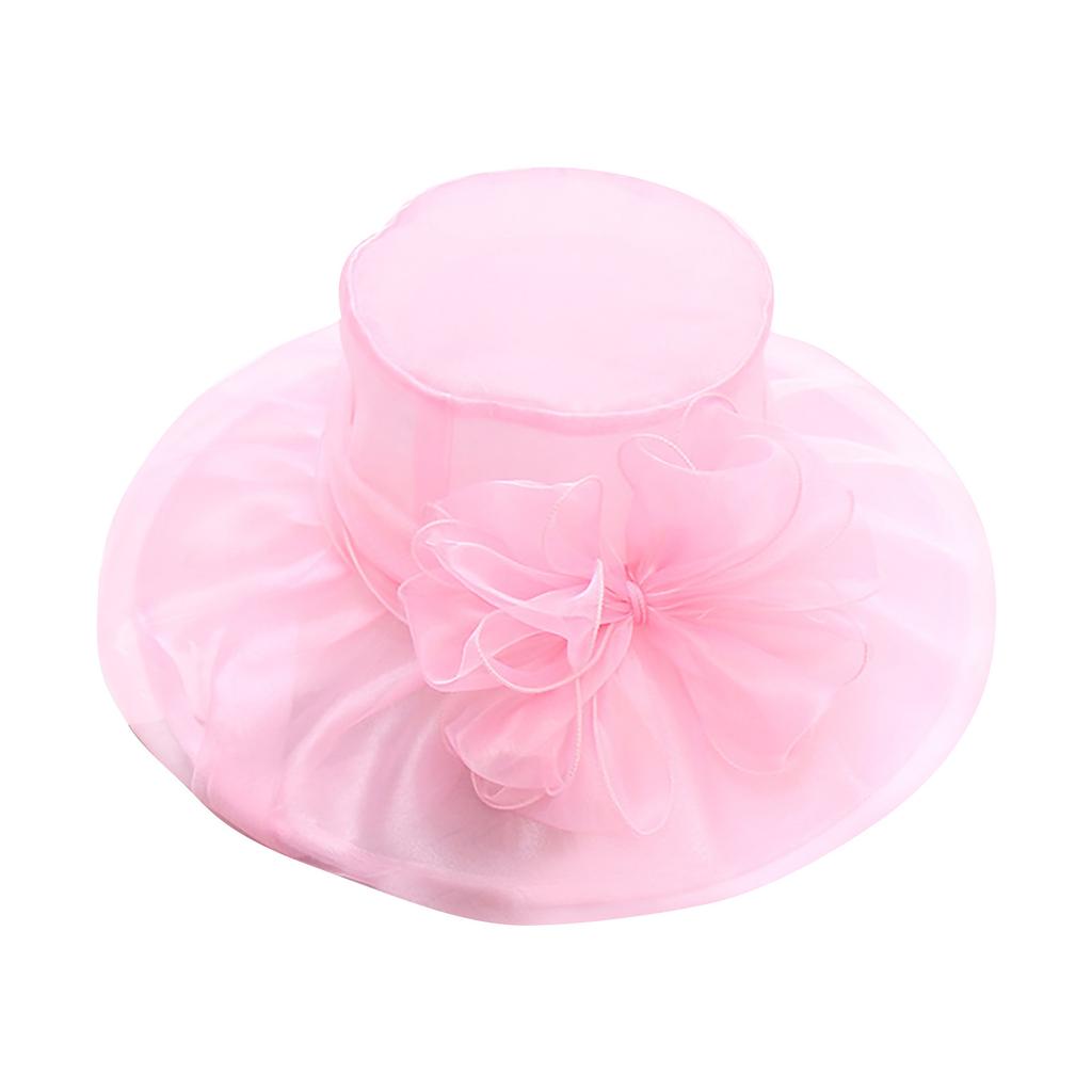 Women's Organza Church Fascinator Bridal Tea Party Flower Wedding Hat Large Rim Basin Cap