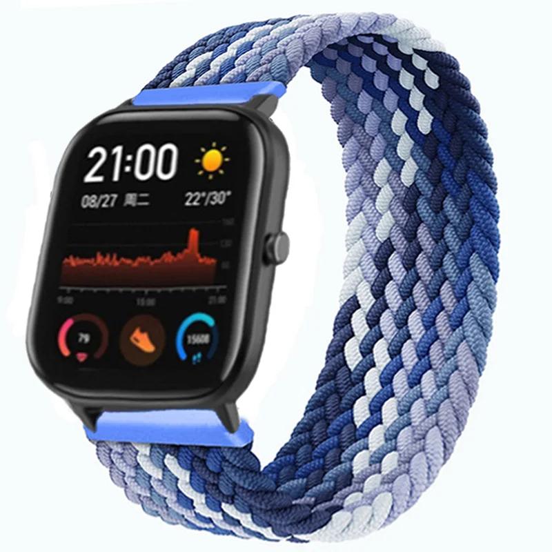 20 мм 22 мм плетеный ремешок для часов Amazfit GTS 4/2/2e/GTS2 Mini/GTR 4/2/2e/3/Pro 47 мм Stratos браслет ремешок для часов Amazfit Bip Strap