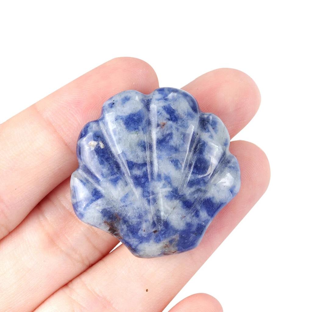 1Pcs Small Ornament Natural Stone Shell Without Hole Carved Decoration For Bedroom Desk Decoration Size 30 Mm