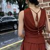 Linen-Blend Sleeveless Backless Tie Top & Half Skirt Set - Women's Summer Collection